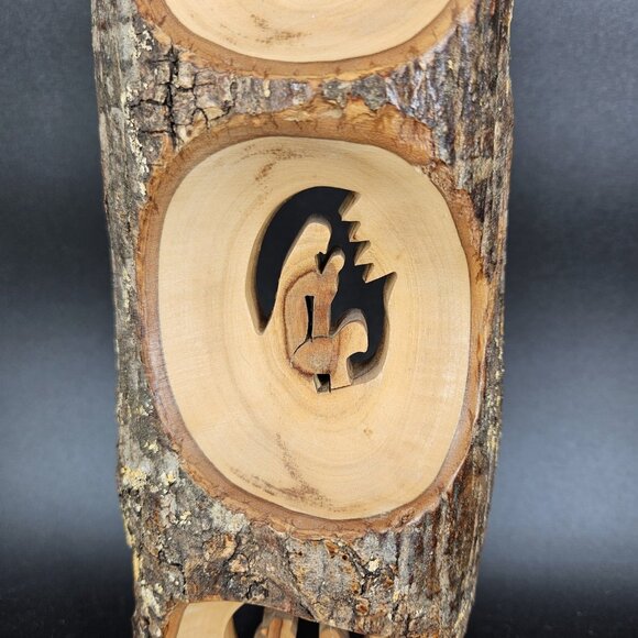 Olive Wood Nativity Scene Wall Art Hand Carved Bethlehem Signed 3 Panel 12" Tall - Picture 4 of 14